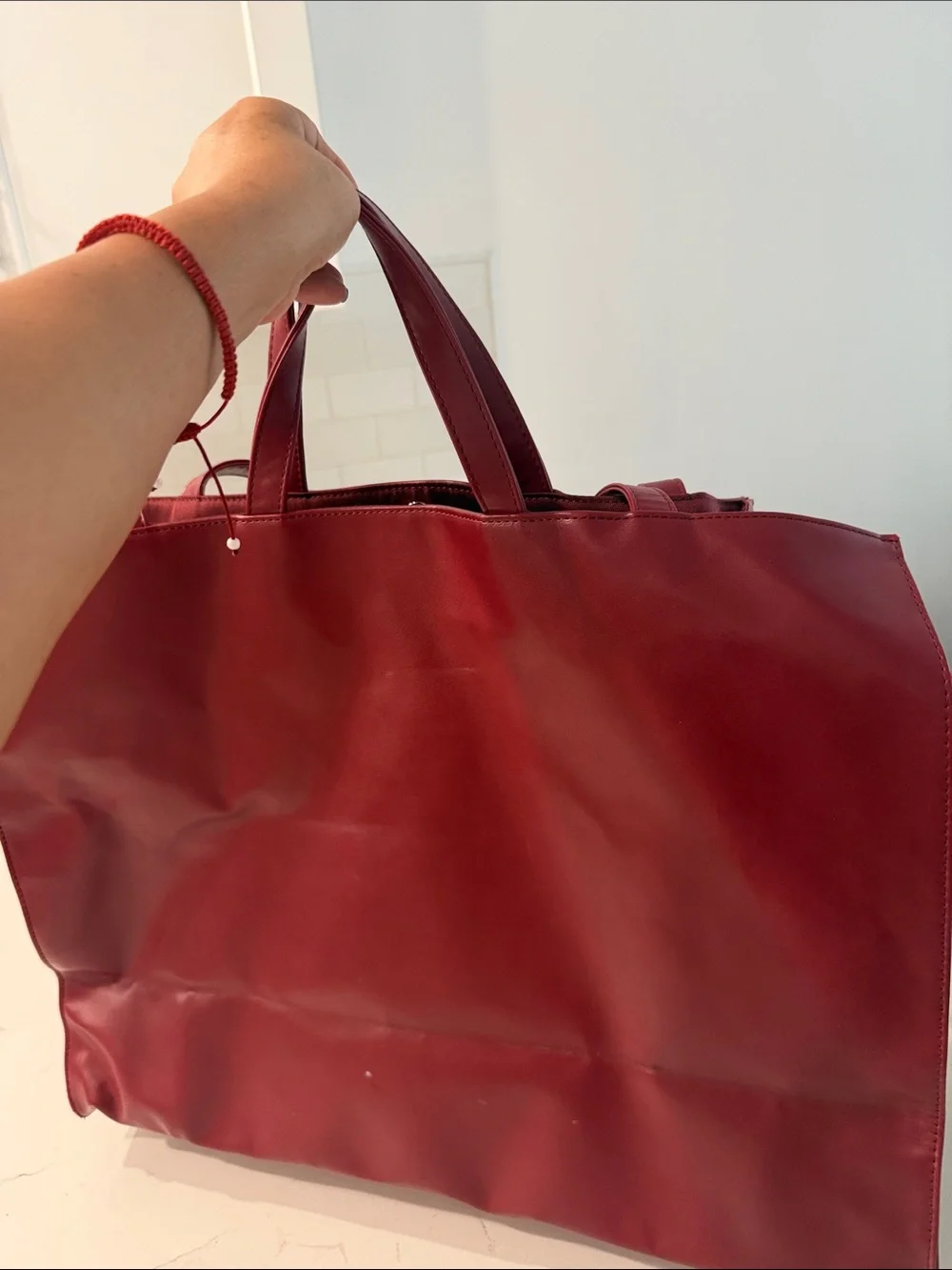 Telfar Large Embossed T Logo Tote - Burgundy